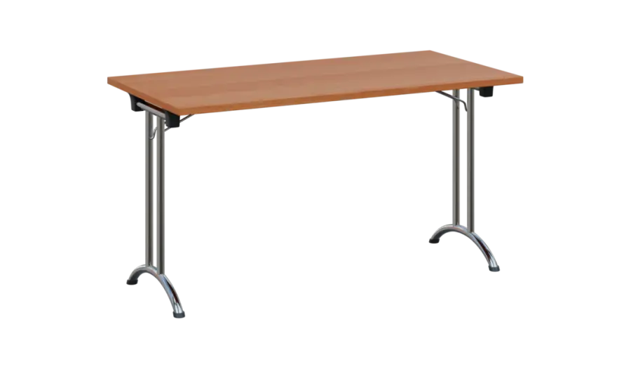 SLC 140 chrom skládací jednací stůl 1394x700, deska 25 mm, podnož chrom, deska olše jantar